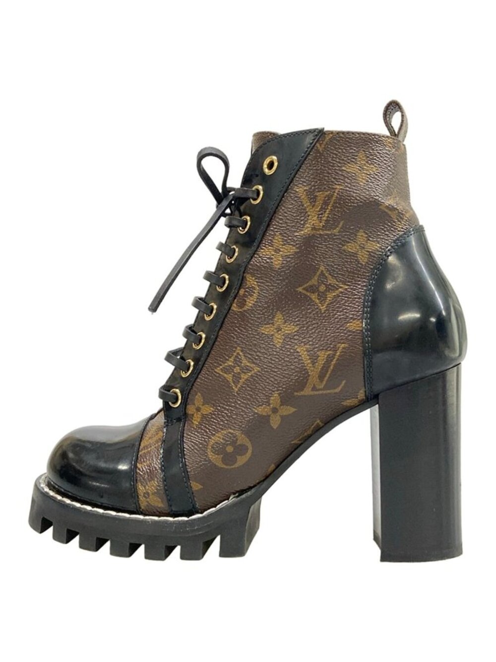 Louis Vuitton Short Boots 38 Star Trail Line Ankle Monogram Black Leather